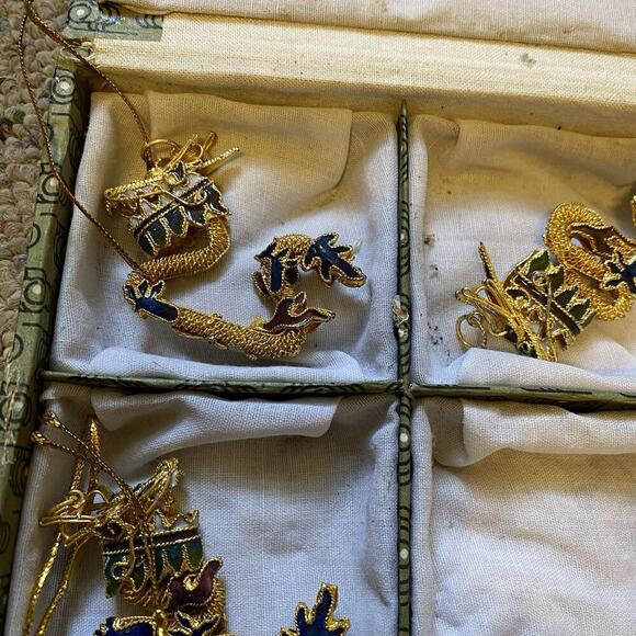 VTG Metal GoldPlated Lucky Dragon Chinese Lunar NewYear Ornaments Feng Shui Lot8 - Picture 3 of 6